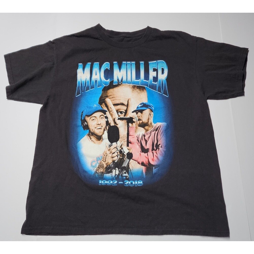 Mac Miller Memorial Black Tee Shirt Large Rap Hip Hop R.I.P. EUC Vintage Style